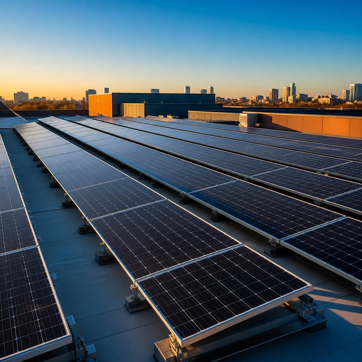 Solar panels on a rooftop