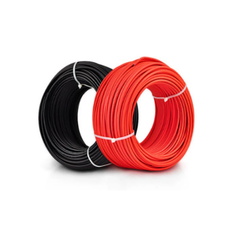 Red and black photovoltaic cable coils