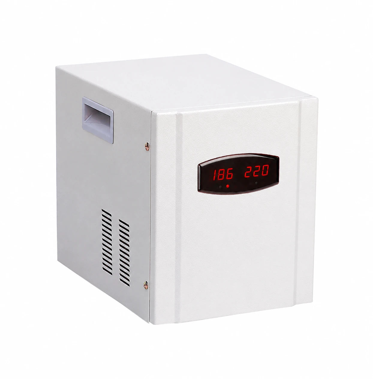 Voltage-stabilizer equipment reference; the required conditioning function is selected for the site