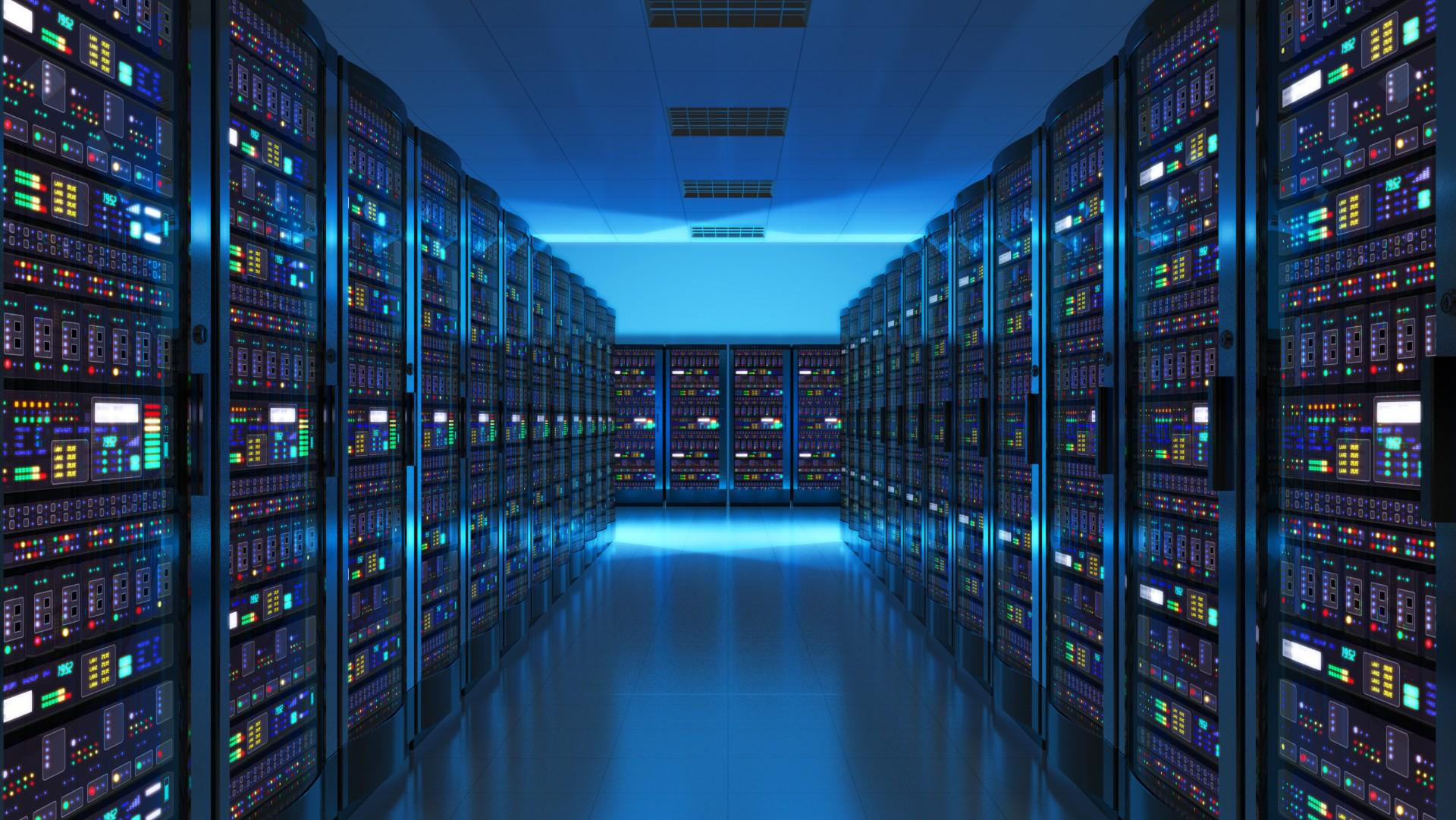 Server-room scene from supplier literature; not a MOKOM project